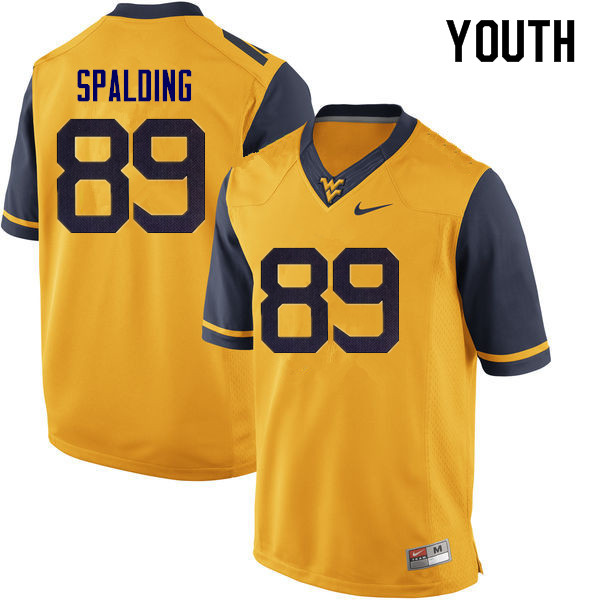 NCAA Youth Dillon Spalding West Virginia Mountaineers Yellow #89 Nike Stitched Football College Authentic Jersey FG23C60JX